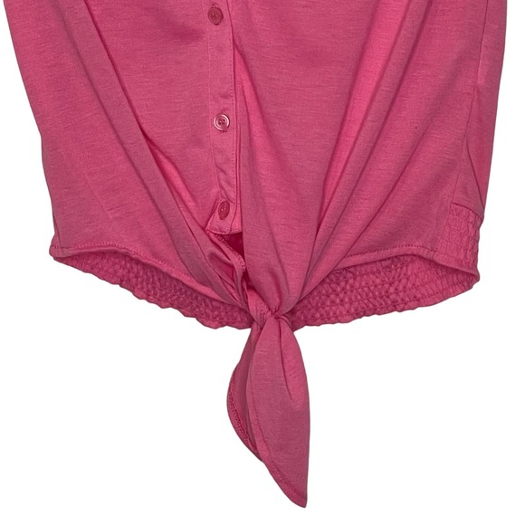 Almost Famous Button Up Top Size Large Pink With Lace Womens Sleeveless - Picture 3 of 8